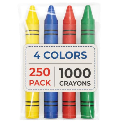 Rosmonde Crayons Bulk, 250 Sets of 4 Pack (1000 Count), Party Favor Crayons