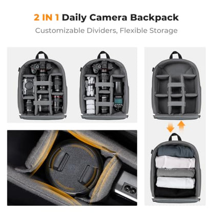 K&F CONCEPT Camera Backpack, DSLR/SLR/Mirrorless Photography Camera Bag - color: 06-gray
