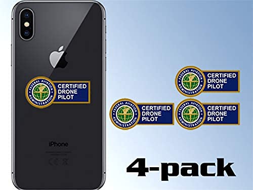 4-Pack: Certified Drone Pilot Sticker (FAA Vinyl Fly Decal Flying Aviation Set Pack (1 x 2 inch Each)
