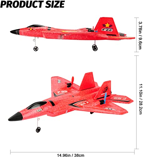 F22 RC Fighter Plane,2.4GHz 2CH RTF RC Plane for Beginner Kids - color: Red F-22 Raptor