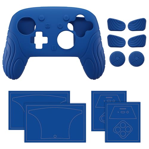 PlayVital for Nintendo Switch 2 Pro Controller Silicone Cover – Samurai Edition Protective Skin Case for Switch 2 Pro Controller with Back Button Caps & Thumb Grips & Stickers, Shockproof - Blue - color: Blue