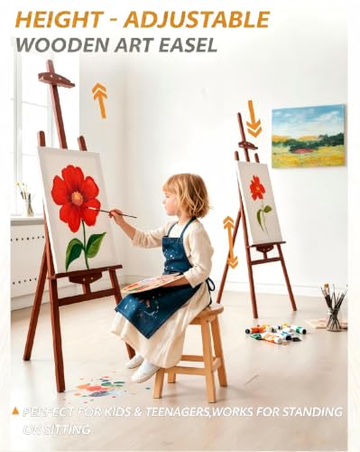 Pine Wood A-Frame Art Easel Stand,Foldable Wooden Easel for Painting,Walnut - style: Walnut