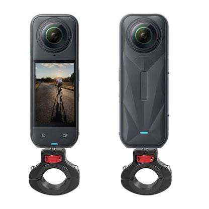 Aluminum Handlebar Mount with 1/4 Screw for GoPro,for Insta 360X5/X4/X3, for DJI Osmo, for Akaso & Fill Light，360° Rotatable Bike & Motorcycle Camera Mount with Side Reinforcement