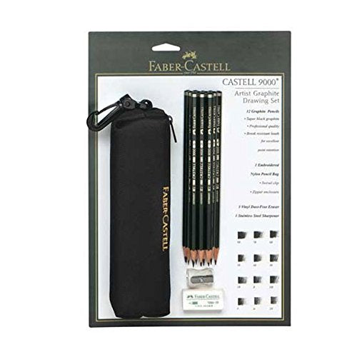 Faber-Castell 9000 Artist Graphite Drawing Set with Bag Set of 12