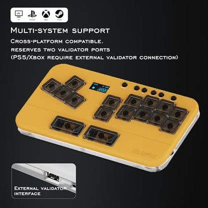 Leverless Controller Arcade Stick Mini Keypad,16Key All-Button Arcade Controller Gamingpad (Yellow) - color: Yellow