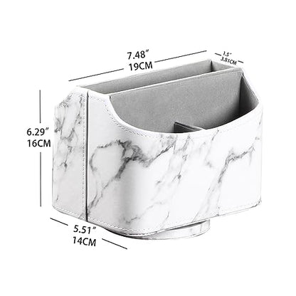 PU Leather 360° Rotatable Remote Control Holder,Nightstand TV Remote Caddy - color: 1 Marble