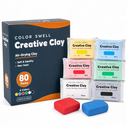 Color Swell Creative Clay Bulk Pack, 80 Packs of 1oz