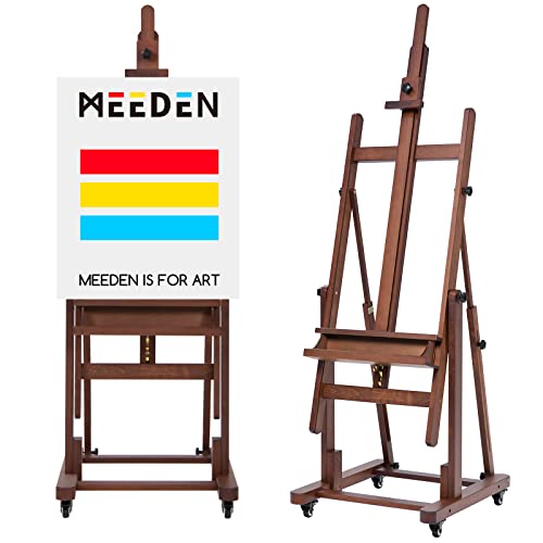 MEEDEN Extra Large Art Easel: H-Frame Wooden Heavy Duty Painting Easel - color: Walnut, size: Large