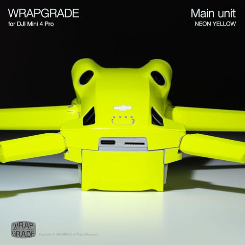 WRAPGRADE Skin Stickers Compatible with DJI Mini 4 Pro | Full Wrap (Neon Yellow) - color: Neon Yellow