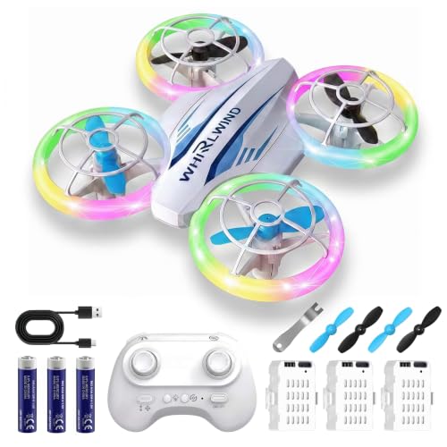 LED RC Drone for Kids Ages 6-12, LED Light drone toy with 3 Batteries
