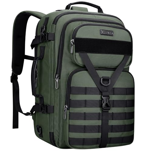WITZMAN Travel Backpack for Men 40L Convertible Bag Fits 17" Laptop - color: Light Green