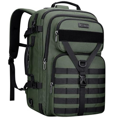 WITZMAN Travel Backpack for Men 40L Convertible Bag Fits 17" Laptop - color: Light Green