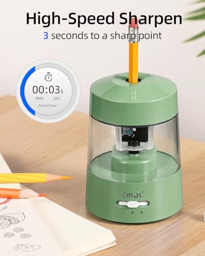 ZMOL Electric Pencil Sharpener Battery Powered, 6-12mm Jumbo Pencils,Green - color: Green