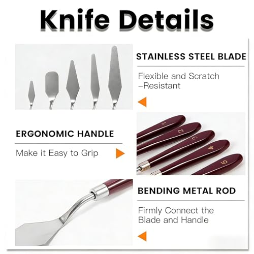 Palette Knife Set 5 Pcs Stainless Steel Painting Knives Wooden Handle