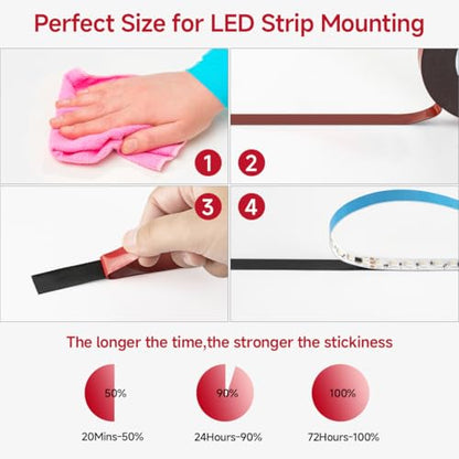 BTF-LIGHTING Double Sided Tape 65.6FT 0.31in/8mm Width,Adhesive Mounting Waterproof Tape Strong Double Stick Foam Tape for LED Strip Lights,Home Decor,Wall Posters - Best for Lightweight Applications - size: 0.31in x 65.6ft