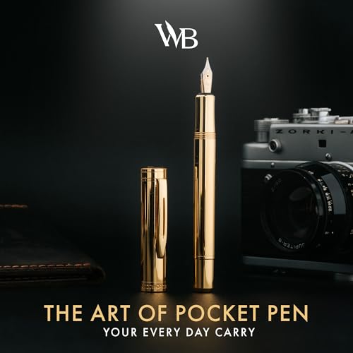 Wordsworth & Black Mini Pocket Fountain Pen for Writing, Medium Nib, Gold - color: Gold