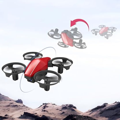 Mini Drone with 360° Flip & Headless Mode - Handheld Remote Control Quadcopter for Beginners and Adults, 2.4G Anti-Interference, 3 Speeds, 8min Flight, Full Protection (Red)