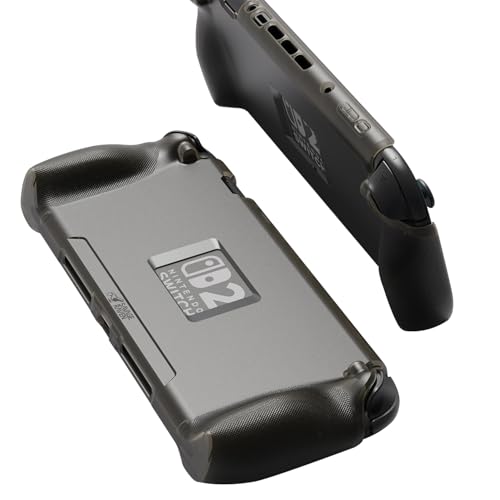 Savage Raven by Skull & Co. StandGrip for Nintendo Switch 2 : A Soft Protective Case with Textured Grips Full Protection and Stand, Shock-Absorption Non-Slip and Anti-Scratch Cover - Smoky Black - color: Smoky Black