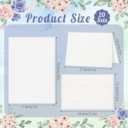 Prudiut 20 Sets Watercolor Cards with Envelopes, 5x7 In, 140 Lb Cold Press - size: 5x7 Inch