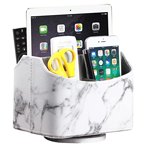 360° Spinning Remote Control Holder,TV Remote Caddy for Nightstand Table - color: White