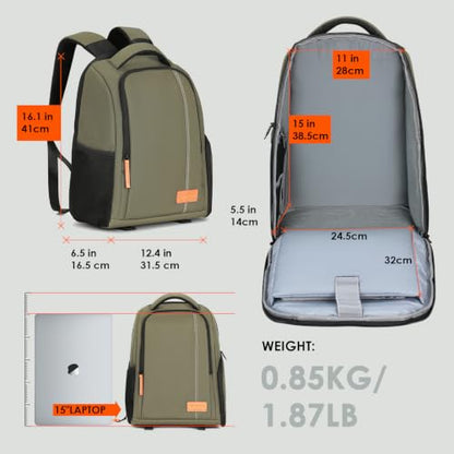TARION Camera Backpack for Photographers Compact 15L, TB04 Green - color: Green