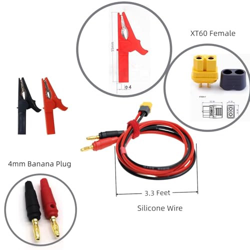 XT60 Female Connector Plug to 4mm Banana Plugs Battery Charge Lead Adapter Cable