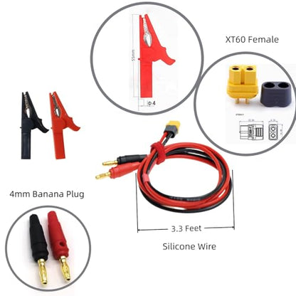 XT60 Female Connector Plug to 4mm Banana Plugs Battery Charge Lead Adapter Cable