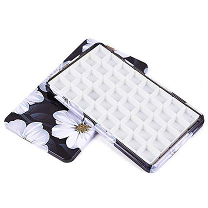 qianshan 40Pcs Empty Half Pans Watercolor Tin Palette with Magnetic Stripe - color: Flower