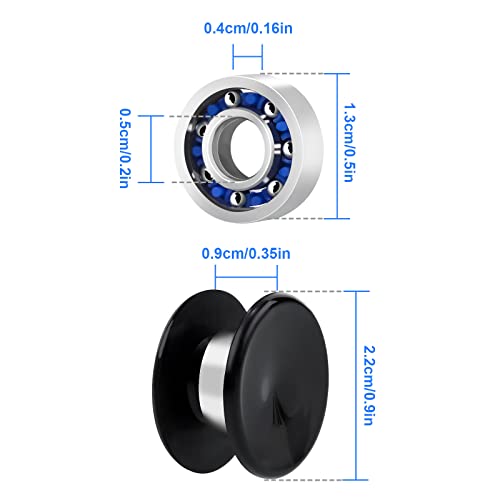 NiArt Fidget Spinner Bearings with Caps 16 Pack, Chrome Steel DIY Set - size: ONLY 16 BLACK Cap Bearings
