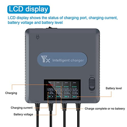 Hanatora LCD Display Battery Charger for DJI Air 2S,Mavic Air 2 Drone and Remote Controller, 6 in 1 Rapid Multi Parallel Charging Hub Accessories