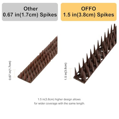 OFFO Physical Bird Barrier Spikes, Architectural Protection for Ledges and Sills, Covers 22 Feet(6.7m), Brown - color: Brown, size: 22 Feet