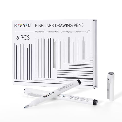 MEEDEN Micro Fineliner Drawing Pens: 0.3-1.2mm S Nib, 6 Pack, Black Ink - style: S Elastic Nib