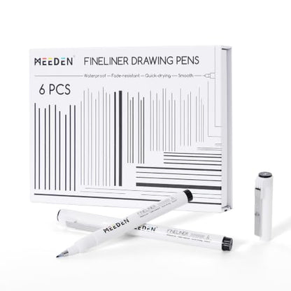 MEEDEN Micro Fineliner Drawing Pens: 0.3-1.2mm S Nib, 6 Pack, Black Ink - style: S Elastic Nib