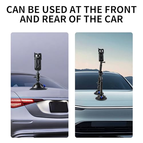Suction Car Mount for Insta360 x5,x4, x3, x2, x,One RS,R Compatible with GoPro Max DJI OSMO Action 6 5 4 3 Camera 5 in 1 Suction Mount Kit for Action Cameras (Includes 47.24-inch Selfie Stick)