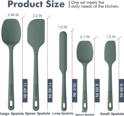 ChefAide 5 Pieces Silicone Spatulas Set, Heat Resistant Rubber Spatula - color: Dried Thyme, size: 5 pieces