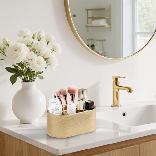 Oval Remote Control Holder, Nightstand Organizer Desk Caddy (Gold) - color: Gold