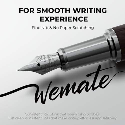 WEMATE Fountain Pen Set for Writing, Fine Nib, Black Oak - color: Black, style: Oak