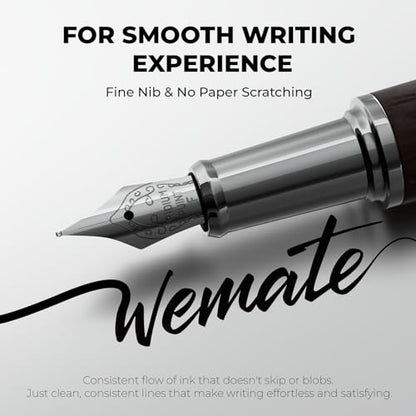 WEMATE Fountain Pen Set for Writing, Fine Nib, Black Oak - color: Black, style: Oak