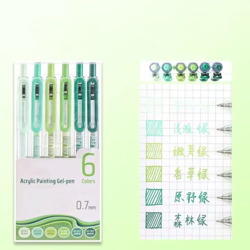 6 Colors 0.7mm Fine Pointed Acrylic Gel Pen Set,Natural Forest - color: Brown