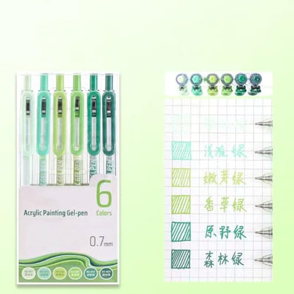 6 Colors 0.7mm Fine Pointed Acrylic Gel Pen Set,Natural Forest - color: Brown