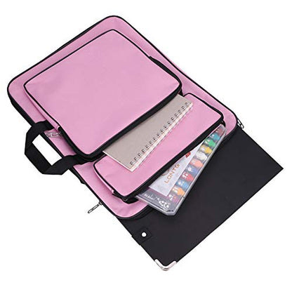 A3 Art Portfolio Carry Case Bag Drawboard Storage Portable Shoulder Tote - color: Pink