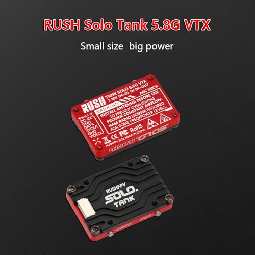 Rush Solo Tank 5.8G VTX Video Transmitter CNC Shell 1.6W High Power Built-in Microphone Heat Dissipation Structure for RC FPV Long Range Fixed Wing Drone (48CH)