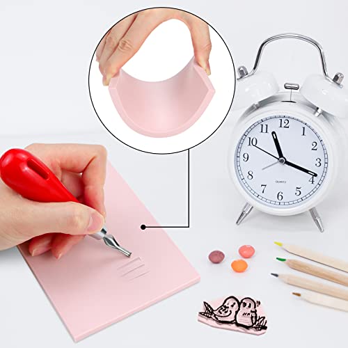 8 Pcs Pink Rubber Carving Linoleum Blocks for Stamp Crafts