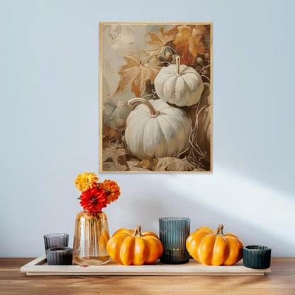 ZeeLionArt Diamond Art Kit, White Pumpkin Maple Leaves, 12 x 16 Inch - color: DP04340