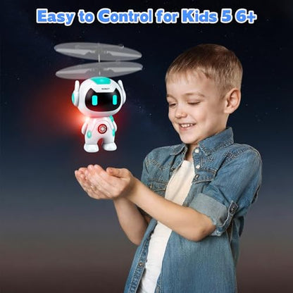 Flying Robot Toys for Kids 6+, Flying Ball Hand Operated Mini Drone - color: White