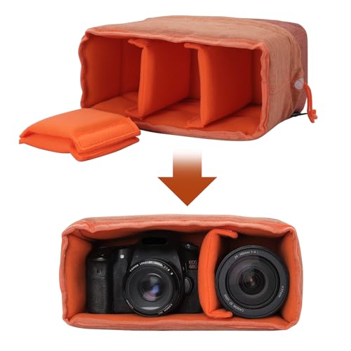 Koolertron Waterproof DSLR Camera Bag with Removable Insert, Adjustable Compartments, Fits in Camera Bags - Protective Case for DSLR/SLR Cameras & Accessories - color: Light Rust