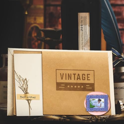 Oval Embossed Frame Wax Seal Stamp 3D Wax Seal Head with Removable Wood Handle Vintage Photo Frame Stamp Design for Wedding Invitations Sealing Envelopes Diplomas Scrapbooking-Style 6 - style: Style 6