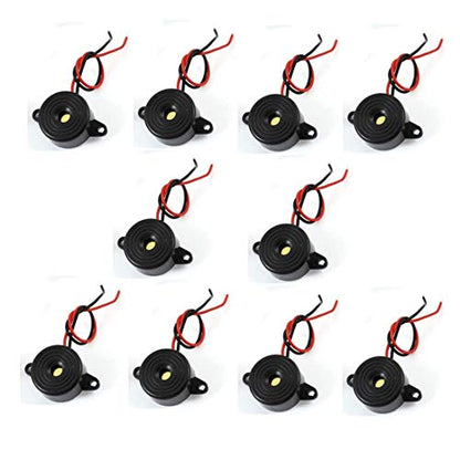 DC 3-24V Active Piezo Buzzer 85 db with Industrial Audio Inside 2-Wire Leads Electric Alarmer 10PCS - size: 22mm x 10mm
