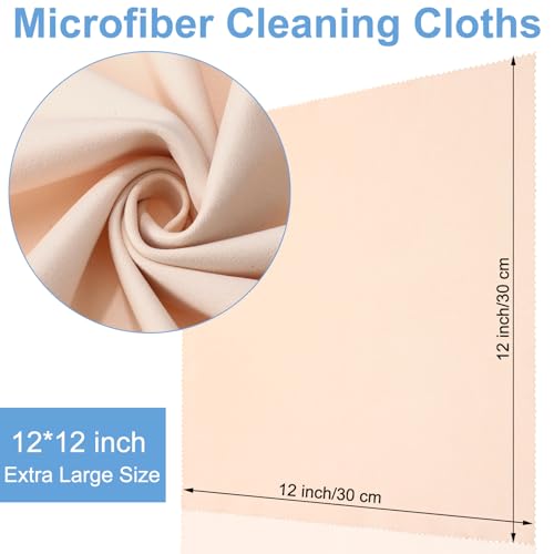 Frienda 12 Pack Large Glass Cleaning Cloth, Beige - color: Beige