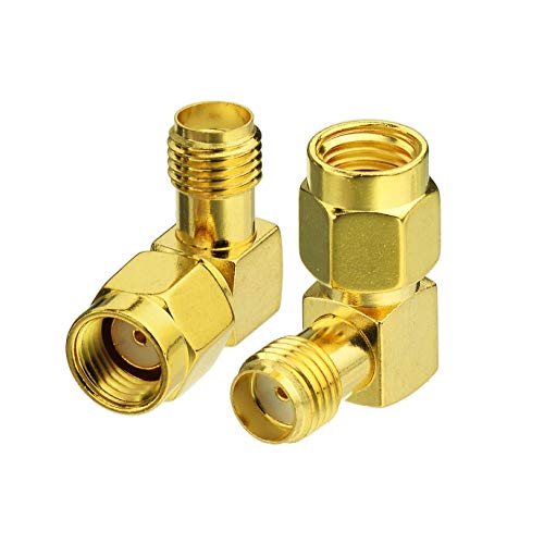 Bingfu RP-SMA Male to SMA Female Right Angle Antenna Connector Adapter 2PCS